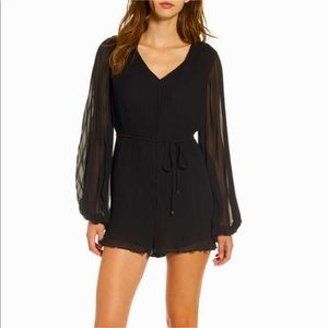 ASTR The Label Roseanne Pleated Romper - Black - Size S